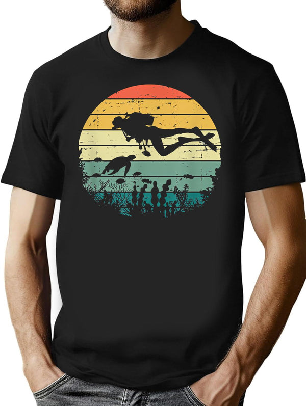 Funny Vintage Scuba Diving Dive Diver T-Shirt - Black