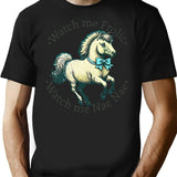 Funny Vintage Storybook Horse T-Shirt - Retro Graphic Casual Tee - Black