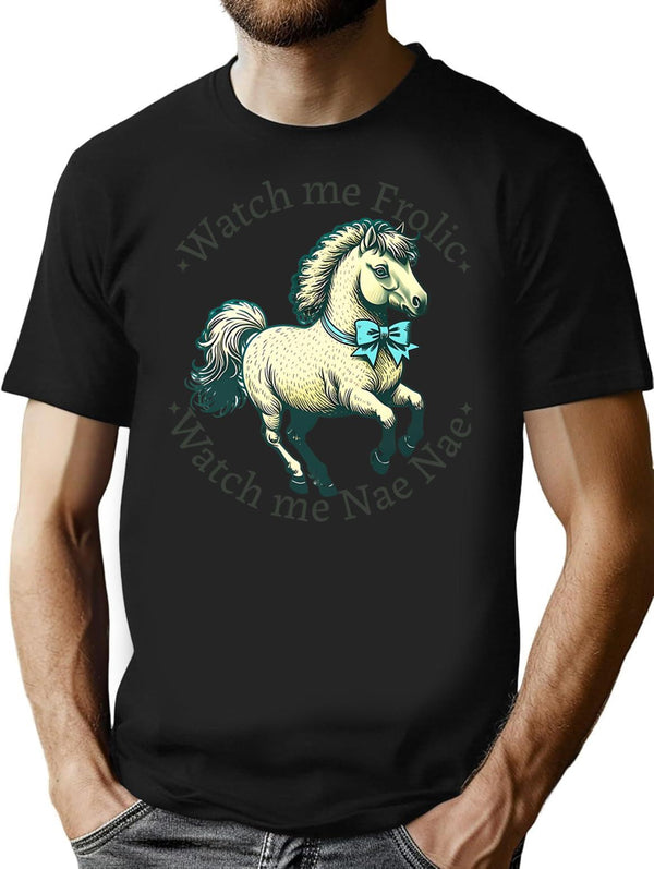 Funny Vintage Storybook Horse T-Shirt - Retro Graphic Casual Tee - Black