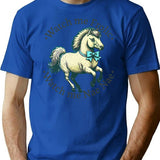 Funny Vintage Storybook Horse T-Shirt - Retro Graphic Casual Tee - Blue