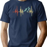 Funny Vintage Ultimate Frisbee Heartbeat Flatball T-Shirt - Navy