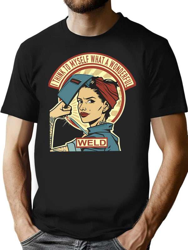 Funny Vintage Welder Gift T-Shirt - Retro Graphic Casual Tee - Black