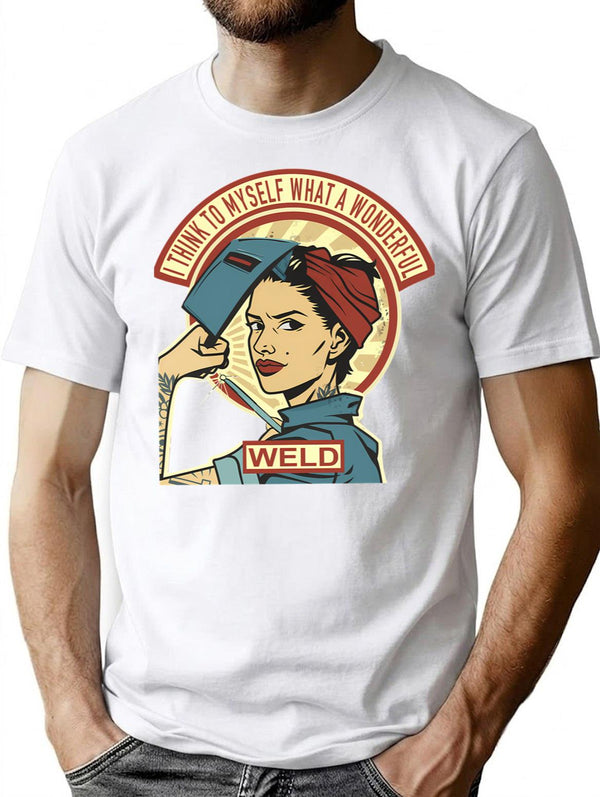 Funny Vintage Welder Gift T-Shirt - Retro Graphic Casual Tee - White