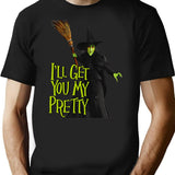 Funny Vintage Witch L'll Get You My Pretty T-Shirt - Black