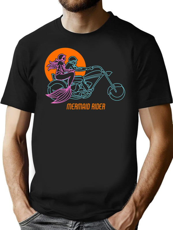 Funny Women's Biker T-shirt - Mermaids Who Love Motorcycles - Black