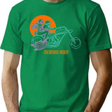 Funny Women's Biker T-shirt - Mermaids Who Love Motorcycles - Green