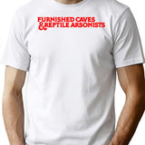 Furnished Caves Reptile Arsonists 5ed T-Shirt - Retro Graphic Tee for Men & Women - White