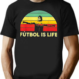 Futbol Is Life Retro Vintage T-Shirt - Retro Graphic Casual Tee - Black