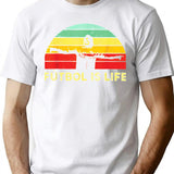 Futbol Is Life Retro Vintage T-Shirt - Retro Graphic Casual Tee - White