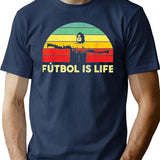 Futbol Is Life Retro Vintage T-Shirt - Retro Graphic Casual Tee - Navy