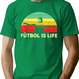 Futbol Is Life Retro Vintage T-Shirt - Retro Graphic Casual Tee - Green