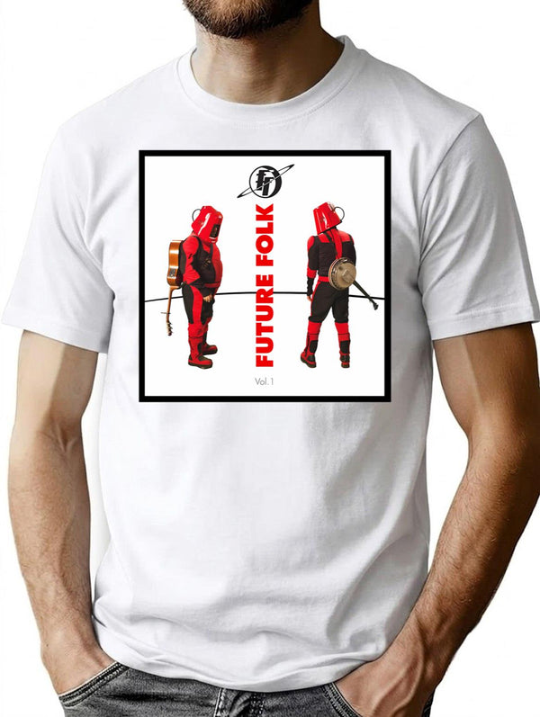 Future Folk Design T-Shirt - Retro Graphic Tee for Men & Women - White