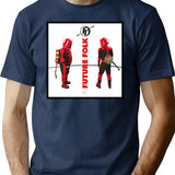 Future Folk Design T-Shirt - Retro Graphic Tee for Men & Women - Navy