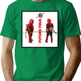 Future Folk Design T-Shirt - Retro Graphic Tee for Men & Women - Green