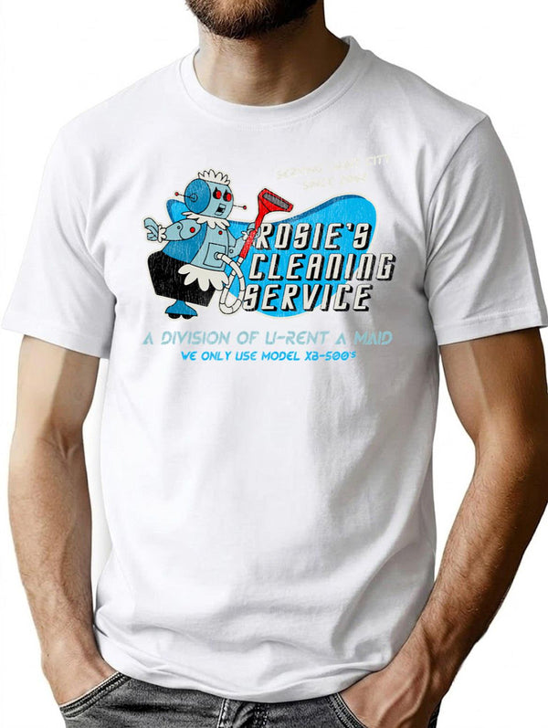 Futuristic Cleaning Service Worn Dks T-Shirt for Men & Women, T-Shirts Graphic Tee - White
