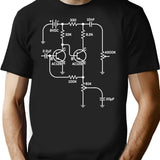Fuzz Pedal Schematic Circuit Handwired Funny Guitar T-Shirt - Black