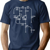 Fuzz Pedal Schematic Circuit Handwired Funny Guitar T-Shirt - Navy
