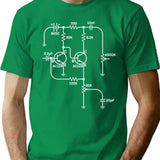 Fuzz Pedal Schematic Circuit Handwired Funny Guitar T-Shirt - Green
