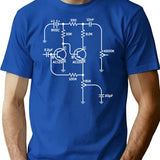 Fuzz Pedal Schematic Circuit Handwired Funny Guitar T-Shirt - Blue