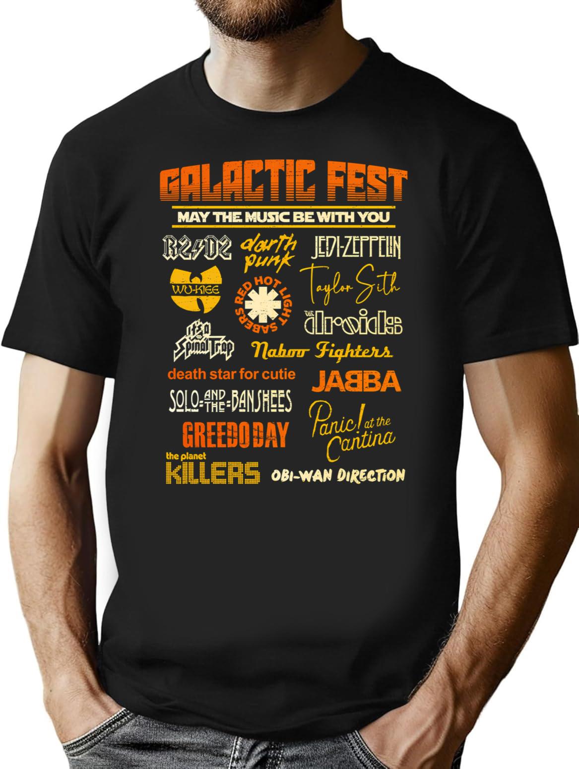 Galactic Fest T-Shirt - Retro Graphic Tee for Men & Women - Black