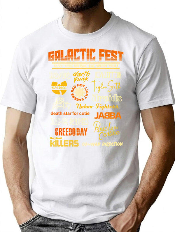 Galactic Fest T-Shirt - Retro Graphic Tee for Men & Women - White