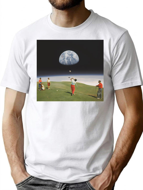 Galactic Golfers T-Shirt - Retro Graphic Tee for Men & Women - White