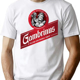 Gambrinus Wood Original Beer Logo Dibujos Logo T-Shirt - White