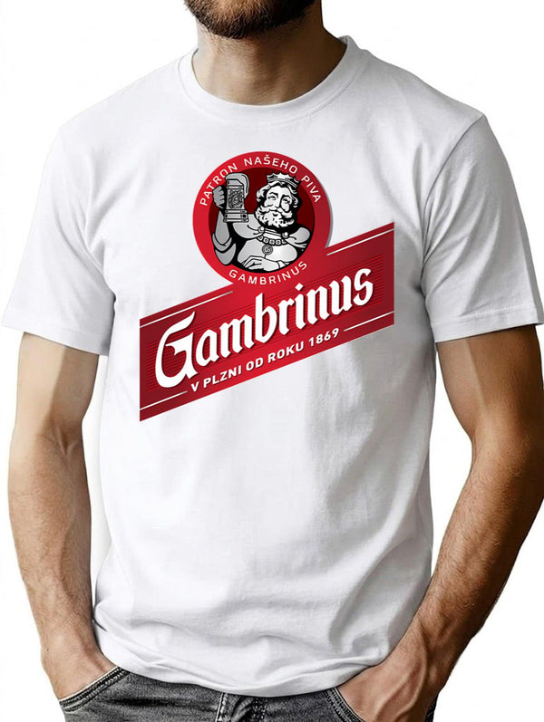 Gambrinus Wood Original Beer Logo Dibujos Logo T-Shirt - White