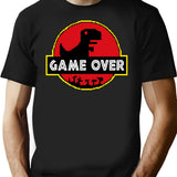 Game Over Video Dino Park No Internet Signal T-Shirt for Men & Women, T-Shirts Graphic Tee - Black