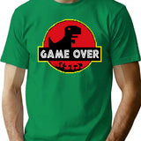 Game Over Video Dino Park No Internet Signal T-Shirt for Men & Women, T-Shirts Graphic Tee - Green