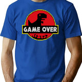 Game Over Video Dino Park No Internet Signal T-Shirt for Men & Women, T-Shirts Graphic Tee - Blue