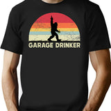 Garage Drinker Vintage T-Shirt - Retro Graphic Casual Tee - Black