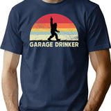 Garage Drinker Vintage T-Shirt - Retro Graphic Casual Tee - Navy