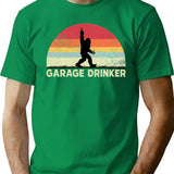Garage Drinker Vintage T-Shirt - Retro Graphic Casual Tee - Green