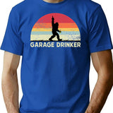 Garage Drinker Vintage T-Shirt - Retro Graphic Casual Tee - Blue