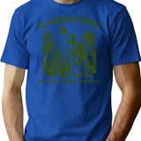 Gardening Because Murder Is Wrong T-Shirt - Retro Graphic Tee for Men & Women - Blue