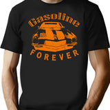Gasoline Forever Distressed T-Shirt - Retro Graphic Tee for Men & Women - Black