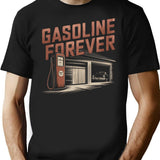 Gasoline Forever T-Shirt - Retro Graphic Tee for Men & Women - Black