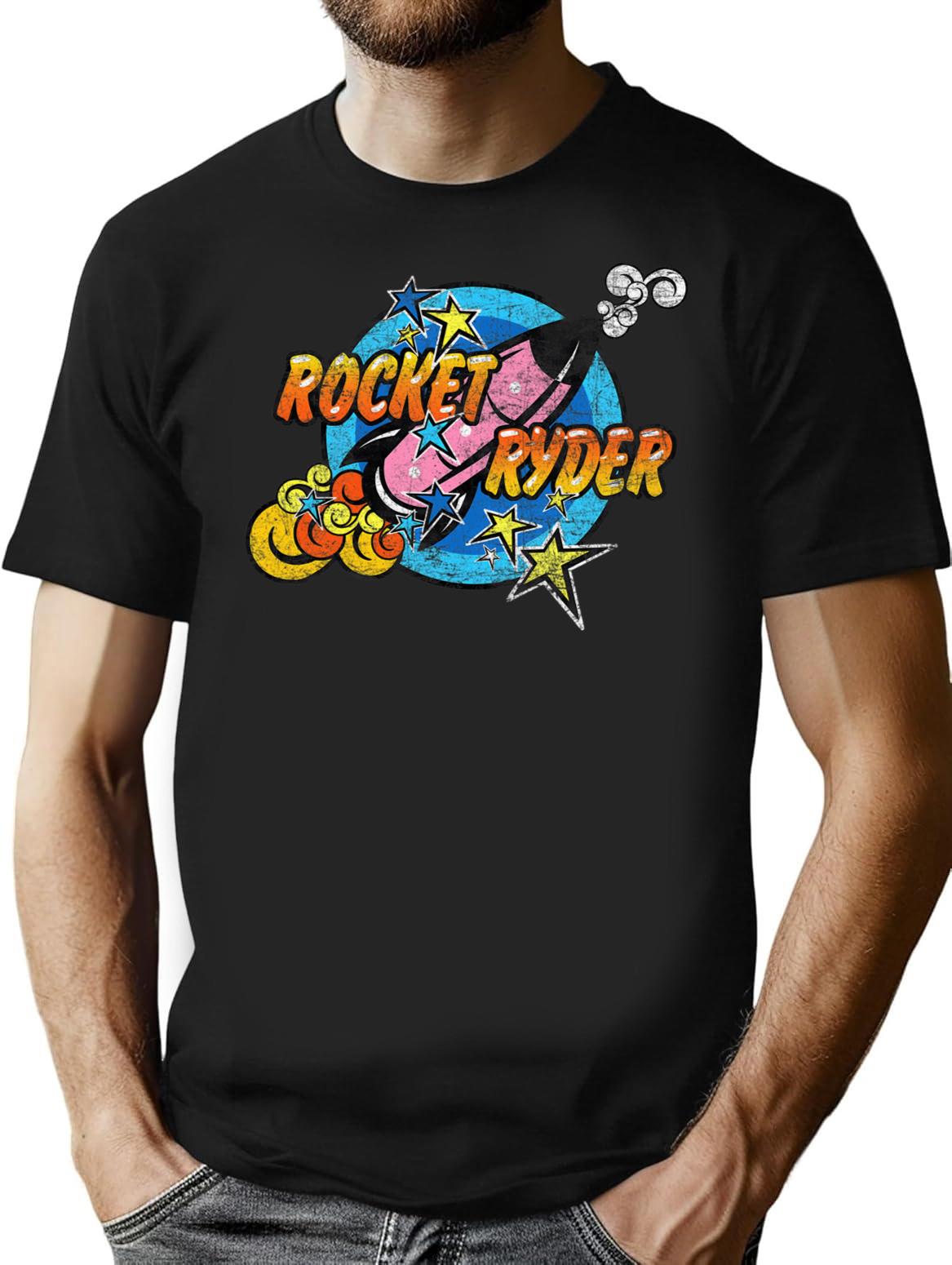 Gay Rocket Ryder T Shirt - Retro Graphic Tee for Men & Women - Black