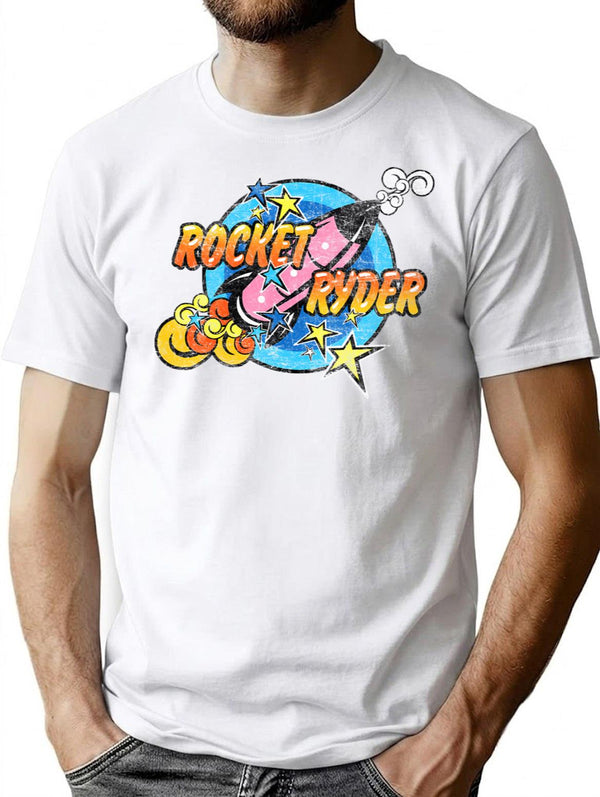 Gay Rocket Ryder T Shirt - Retro Graphic Tee for Men & Women - White