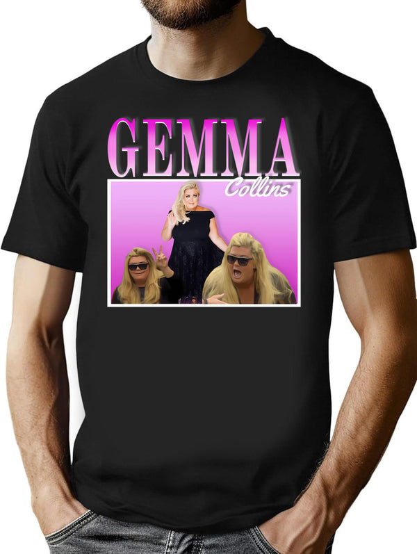 Gemma Collins 90s Vintage T-Shirt - Retro Graphic Casual Tee - Black