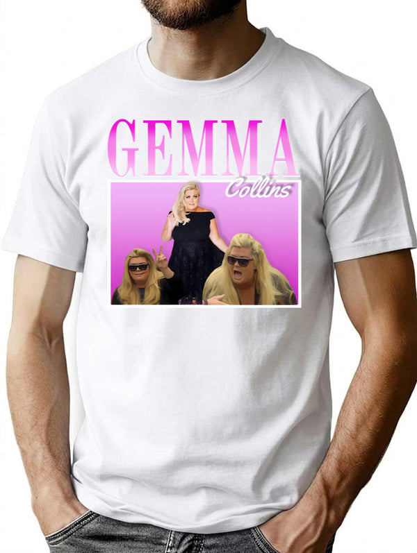 Gemma Collins 90s Vintage T-Shirt - Retro Graphic Casual Tee - White