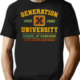 Generation X School Of Sarcasm T-Shirt - Retro Graphic Tee for Men & Women - Black