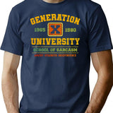 Generation X School Of Sarcasm T-Shirt - Retro Graphic Tee for Men & Women - Navy