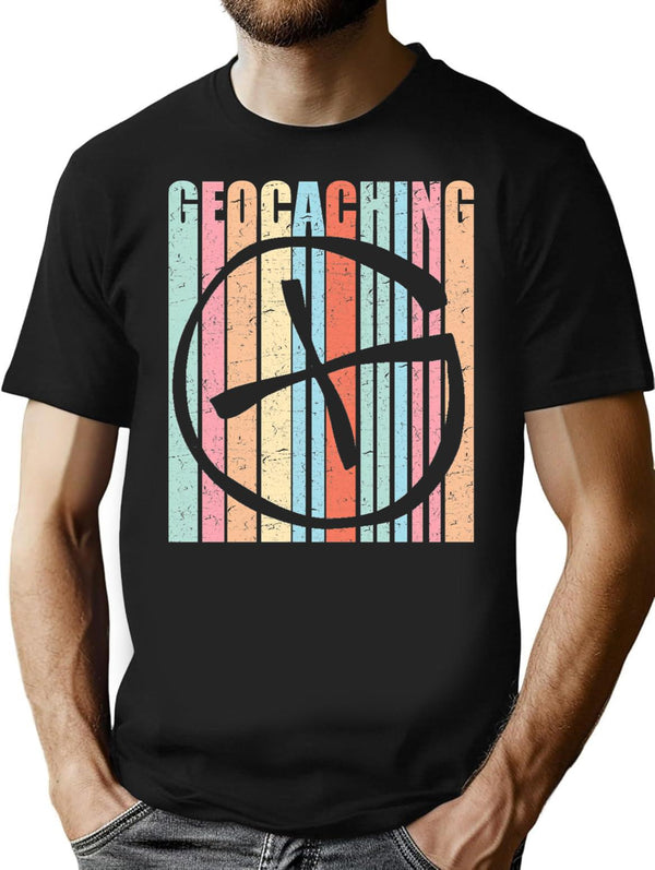 Geocaching Shirt Funny Geocaching Vintage Distressed Gift T-Shirt - Black