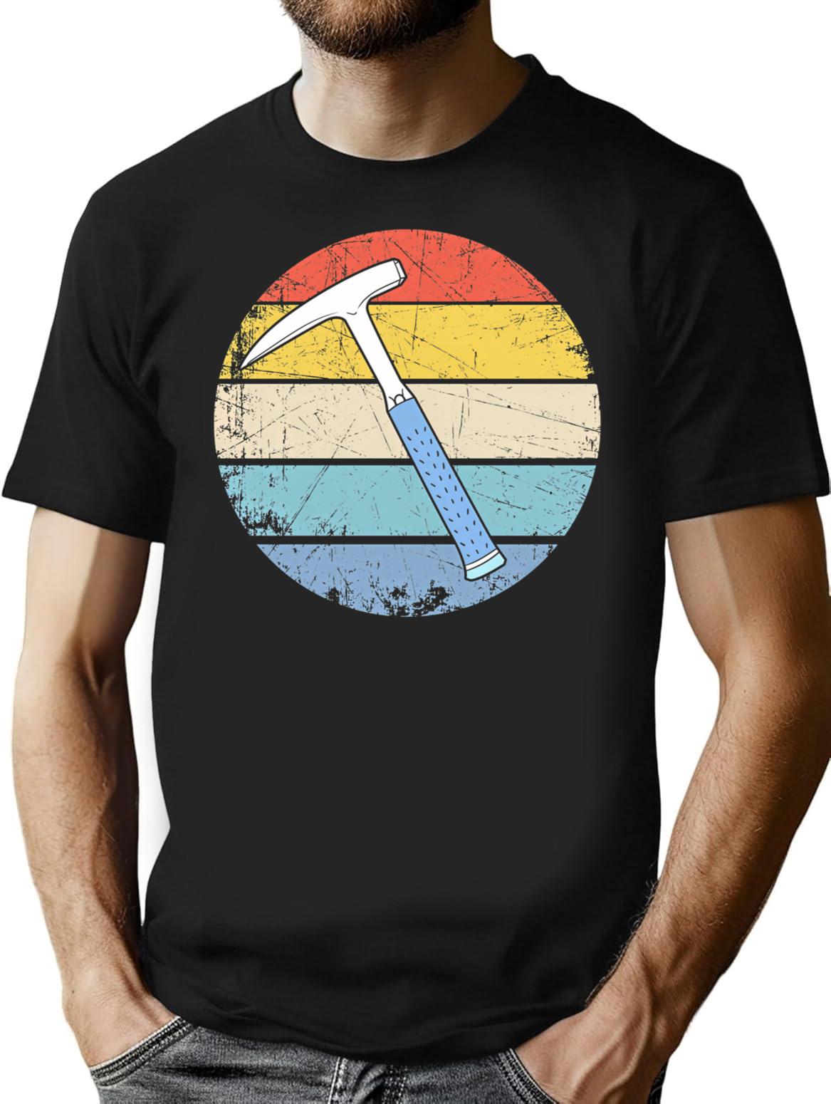 Geologist Retro Vintage T-Shirt - Retro Graphic Casual Tee - Black