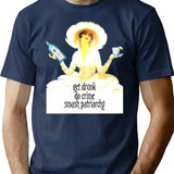 Get Drunk Do Crime Smash Patriarchy T-Shirt - Navy
