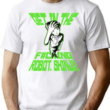 Get In The Robot Shinji T-Shirt - Retro Graphic Tee for Men & Women - White