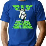 Get In The Robot Shinji T-Shirt - Retro Graphic Tee for Men & Women - Blue