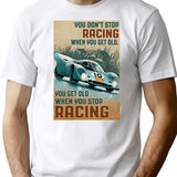 Get Old Car Racing T-Shirt - Retro Graphic Tee for Men & Women - White